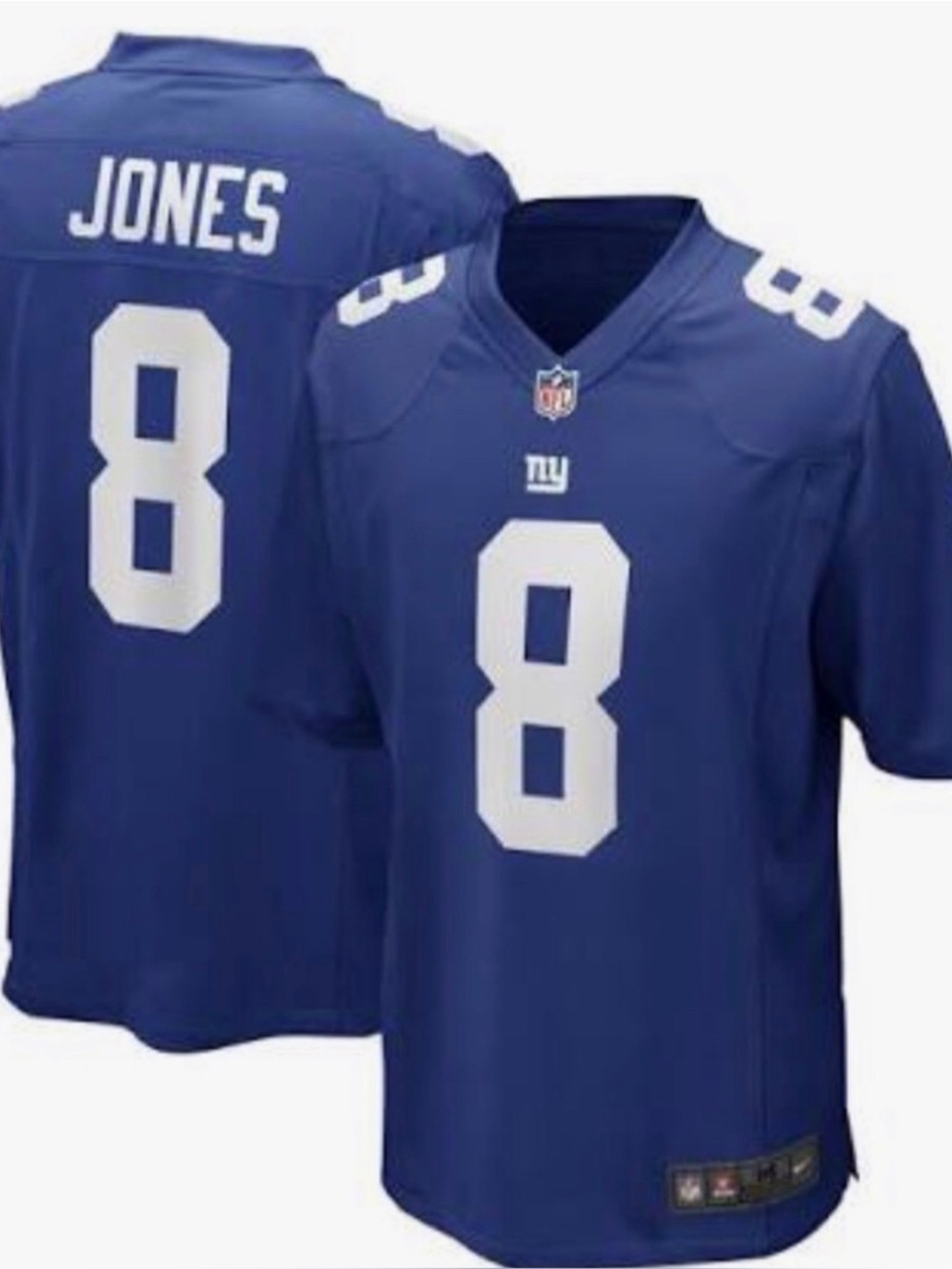Nike NY Giants #8 Daniel Jones Royal Blue Team Jersey Mens M NWOT